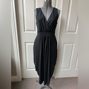 Black Tape Dress Womens PM Solid Charcoal Gray Sleeveless Dual V Neck